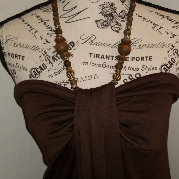 *SOLD* Brown halter shirt/dress - Picture 2 of 8